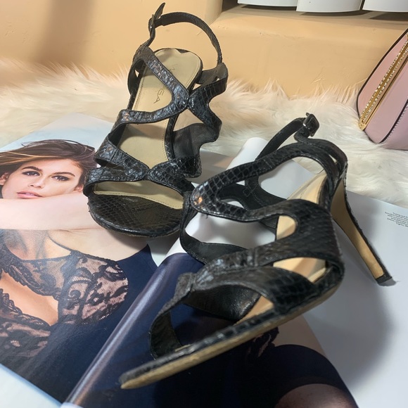 Black Via Siga Snakeskin High Heel Sandals EUC Size 6.5 - Picture 8 of 10